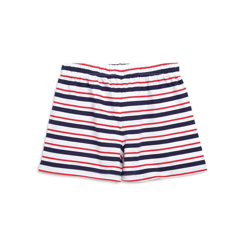 Girls Red Striped 2 Pc Set T-shirt with Short Trouser image number 3
